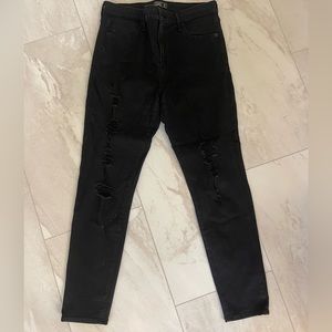 Abercrombie and Fitch Black Ripped Skinny Jeans High Rise 12R